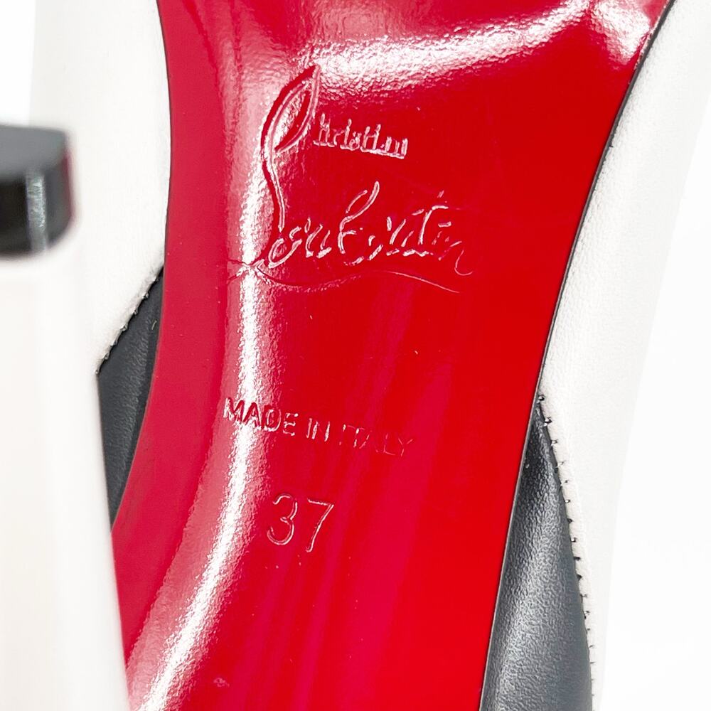 Christian Louboutin Black and White Two-Tone Knee-High Stiletto Boots - Picture 12 of 13